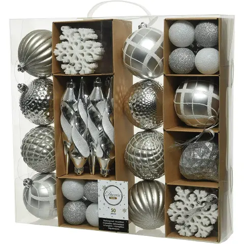 Box 50 Sfere Diametro 8cm. Silver/Colour