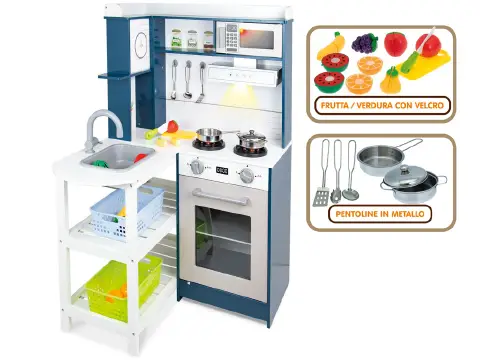 Cucina Angolare Legno con Accesori, H.100cm