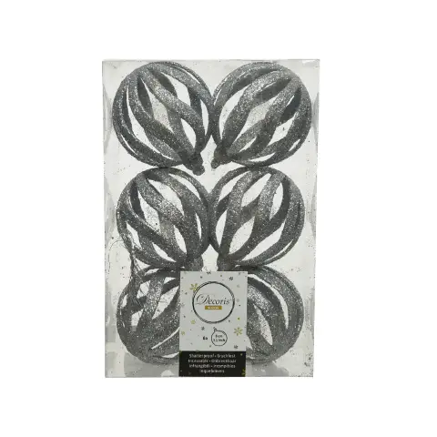 Natale Box 6 Sfere Dia8cm. Silver
