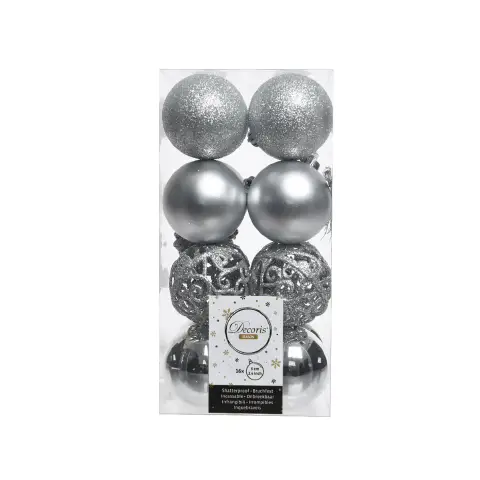 Box 16 Sfere Diametro 6cm. Silver