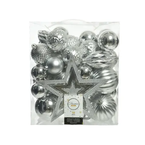 Box 50 Sfere Diametro 8 cm. Silver