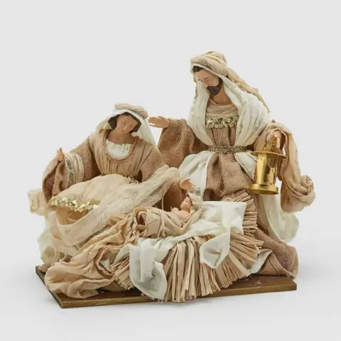 Natività In Tessuto Con Paglia H37