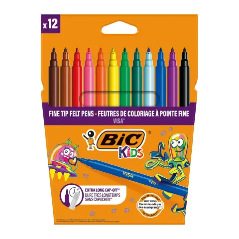 Pennarelli Lavabili Bic Kids Visa' 12 Colori