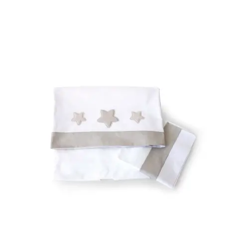Set Lenzuola Letto Orsone Bianco Tortora