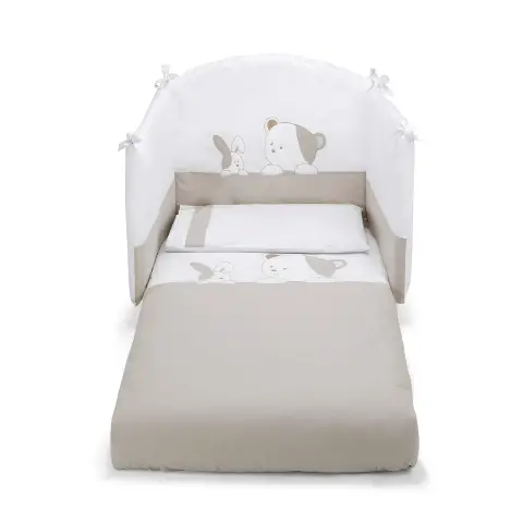 Piumone Lulù Set 3 Pezzi Bianco Tortora Pali