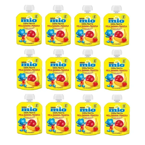 Pouch Yogurt Mela Banana Fragola 90 Gr Mio - confezione 12 pz