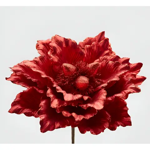 Magnolia Rossa Con Clip Per Decoro Natalizio