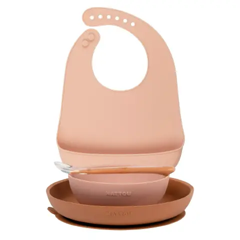 Set Pappa Silicone 4 Pezzi Rosa