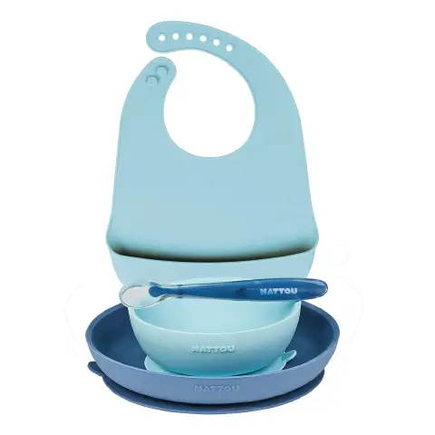 Set Pappa Silicone 4 Pezzi Blu