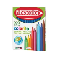 Fibracolor Colorito Fine Pennarelli  – Set 24 Pennarelli - Blu