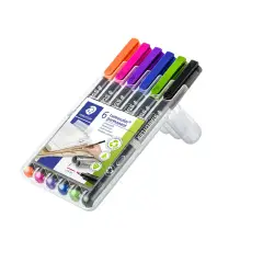 Pennarelli Permanenti Staedtler Lumocolor - Punta Fine 0,6 mm - Set 6 Colori