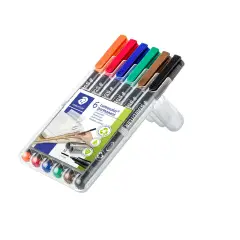 Pennarelli Permanenti Staedtler Lumocolor - Punta Media 1 mm - Set 6 Colori