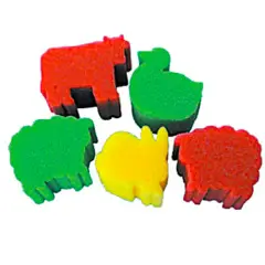 Spugnette Sagomate Animali  5 soggetti (mucca, papera, pecore, coniglio)