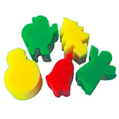 Spugnette Sagomate Natale per Bambini – Set 5 Timbri Spugna Natalizi