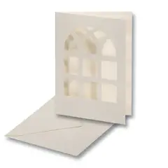Cartoncini con Vetrata Fustellata 5 Set Bianco Perla