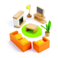 Salotto per Casa delle Bambole – Set di 12 Mobili in Legno