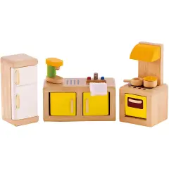 Cucina per Casa delle Bambole – Set 7 Pezzi in Legno