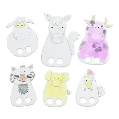 Burattini a Dita in Cartoncino da Decorare Animali della Fattoria