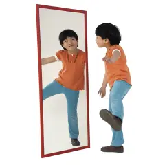 Specchio con Cornice in Legno Verniciato cm. 120x50 Rosso