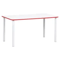 Tavolo Rettangolare Bordo Rosso H 40-58 Per Ambienti Scolastici Innovativi
