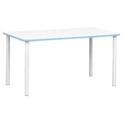 Tavolo Rettangolare con Bordo Celeste H 40-58 Per Ambienti Scolastici