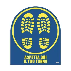 Adesivo Antiscivolo Aspetta Qui il Tuo Turno 2 Pezzi