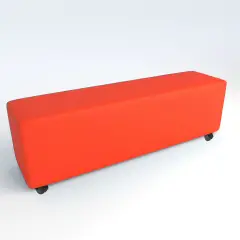 Pouf Ecopelle Ignifugo 4 Posti con Ruote H 46 Arancione