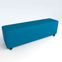 Pouf Ecopelle Ignifugo 4 Posti con Ruote H 46 Azzurro