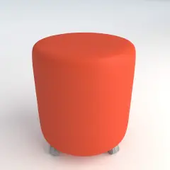 Pouf Ecopelle Ignifugo Tondo su Ruote H 40 Arancio Per Ambienti Scolastici Innovativi
