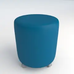 Pouf Ecopelle Ignifugo Tondo su Ruote H 40 Azzurro Per Ambienti Scolastici Innovativi