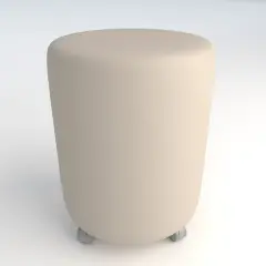 Pouf Ecopelle Ignifugo Tondo su Ruote H 46 Bianco Per Ambienti Scolastici Innovativi