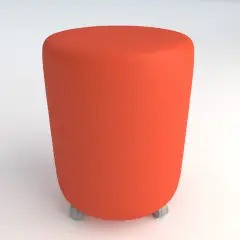 Pouf Ecopelle Ignifugo Tondo su Ruote H 46 Arancio Per Ambienti Scolastici Innovativi