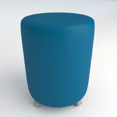 Pouf Ecopelle Ignifugo Tondo su Ruote H 46 Azzurro Per Ambienti Scolastici Innovativi