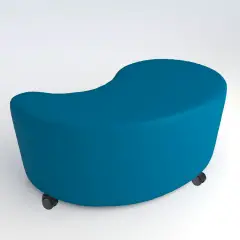 Pouf Ecopelle Ignifugo Virgola con Ruote H 46 Azzurro