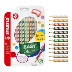 Pastelloni Easycolor per Destrimani – 12 Colori Inclusi Oro E Argento + Temperino