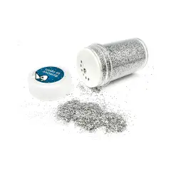 Brillantini Ecologici in Cellulosa Riciclata, Bio-Glitter Grana Fine 100 Gr. Argento
