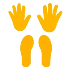 Orme Motorie Mani e Piedi per Giochi e Coordinamento, Set 2 Coppie, Giallo