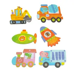 Puzzle Progressivi 6 Veicoli in Cartone per i Bambini più Piccoli, 27 Tessere in Scatola