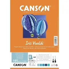 Cartoncino Vivaldi Canson Iris A4 185 g/m² - 25 Fogli Assortimento Acqua