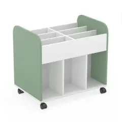 CARRELLO PORTALIBRI VICTORY CM.56X84X77H BIANCO/SALVIA
