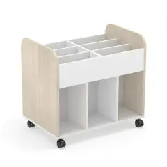 CARRELLO PORTALIBRI VICTORY CM.56X84X77H BIANCO/NATURALE