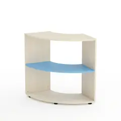 Mobile Scuola Kubò Betulla Curvo Angolare H 90 cm. Ripiani Blu Orizzonte - Conforme CAM