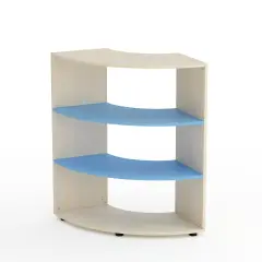 Mobile Scuola Kubò Betulla Curvo Angolare H 110 cm. Ripiani Blu Orizzonte - Conforme CAM