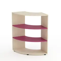 Mobile Scuola Kubò Betulla Curvo Angolare H 110 cm. Ripiani Fucsia - Conforme CAM