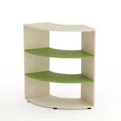 Mobile Scuola Kubò Betulla Curvo Angolare H 110 cm. Ripiani Verde Kiwi - Conforme CAM