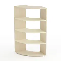 Mobile Scuola Kubò Betulla Curvo Angolare H 150 cm. Ripiani Magnolia - Conforme CAM