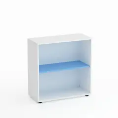 Mobile Scuola Kubò Bianco a Giorno H 90 cm. Ripiani Blu Orizzonte - Conforme CAM