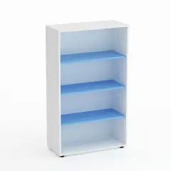 Mobile Scuola Kubò Bianco a Giorno H 150 cm. Ripiani Blu Orizzonte - Conforme CAM