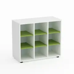 Mobile Scuola Kubò Bianco 9 Caselle H 75 cm. Ripiani Verde Kiwi - Conforme CAM