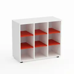 Mobile Scuola Kubò Bianco 9 Caselle H 75 cm. Ripiani Rosso - Conforme CAM
